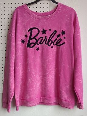 Barbie Hot Pink Crewneck Sweatshirt with BARBIE Logo
